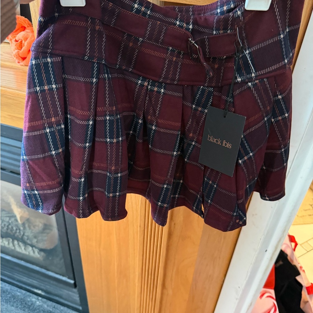 Women's Plaid Skirt - Red and Blue